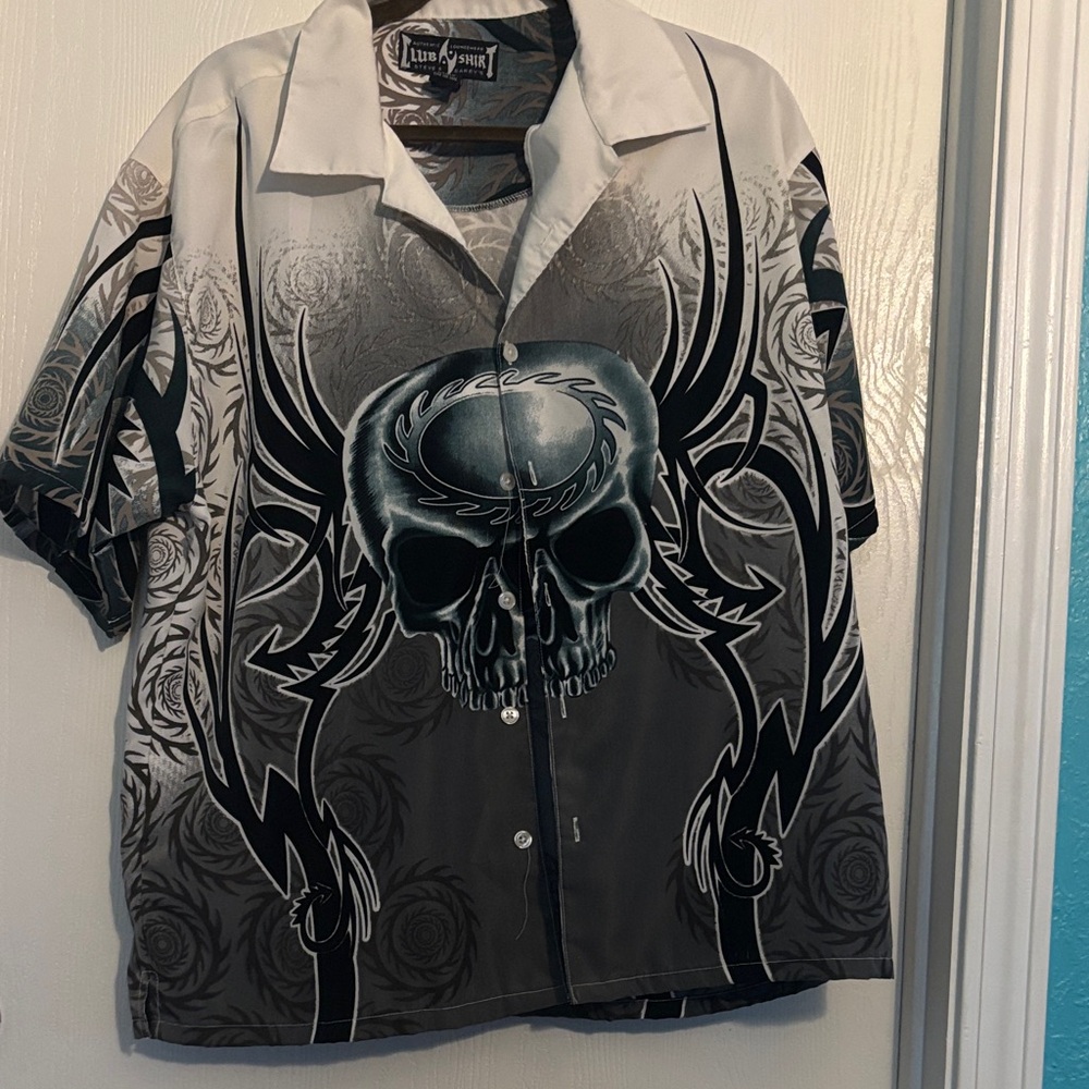 Ed Hardy Black and Gray Skull Shirt Jacket